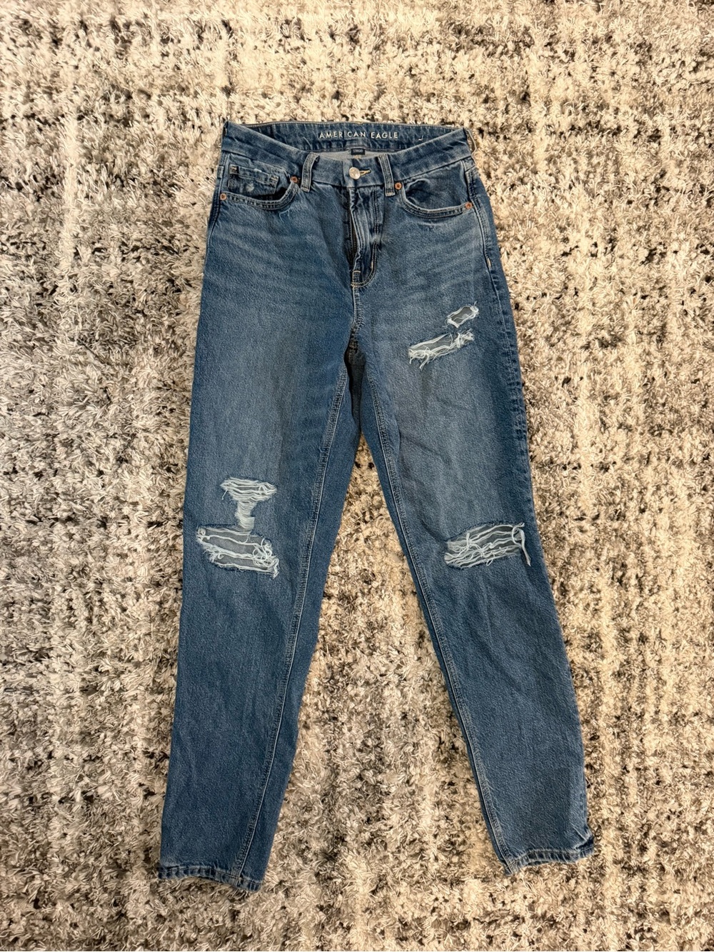 American Eagle Outfitters Slim Straight Distressed Blue Jeans